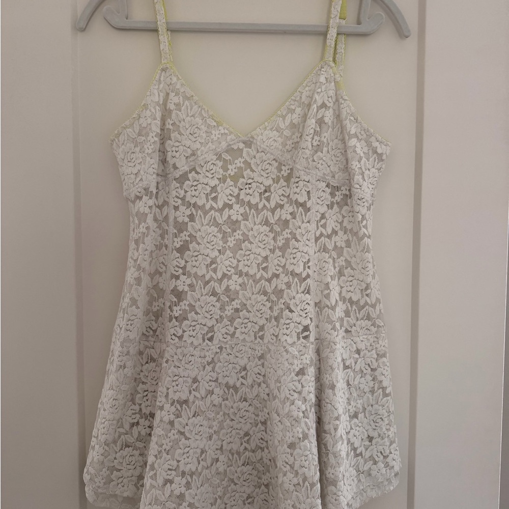 Free People White Lace Mini Dress